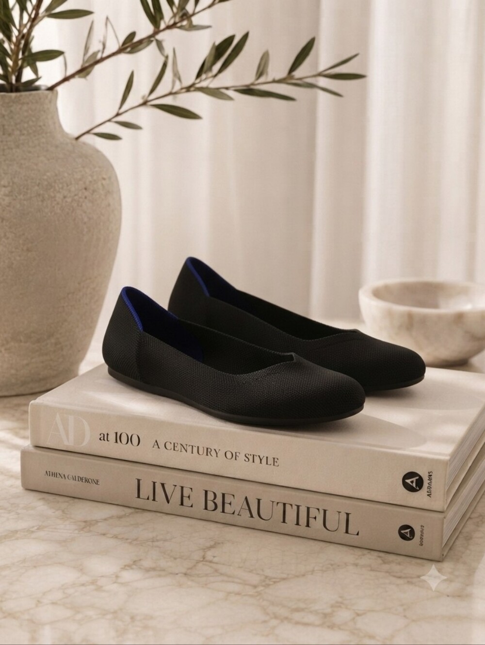 Rothy's The Flat Round Toe Knit Ballet Flat Solid Black Women's Size 5.5